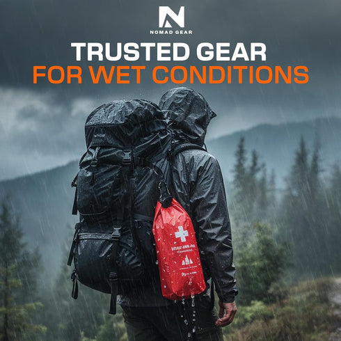 N NOMAD GEAR 64-Piece Waterproof First Aid Kit for Camping, Boating, Hiking Outdoor Emergency Medical Bag with Roll-Top