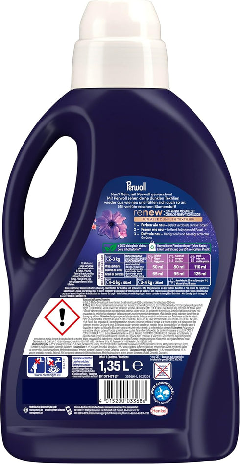 Perwoll (1x 27 Renew Sea of Flowers Detergent Wash Loads), Mild Deetergent Gently Cleanses and Renews Dark Colors