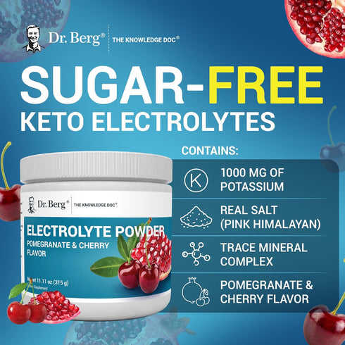 Dr. Berg Zero Sugar Hydration Keto Electrolyte Powder - Pomegranate and Cherry Drink Supplement