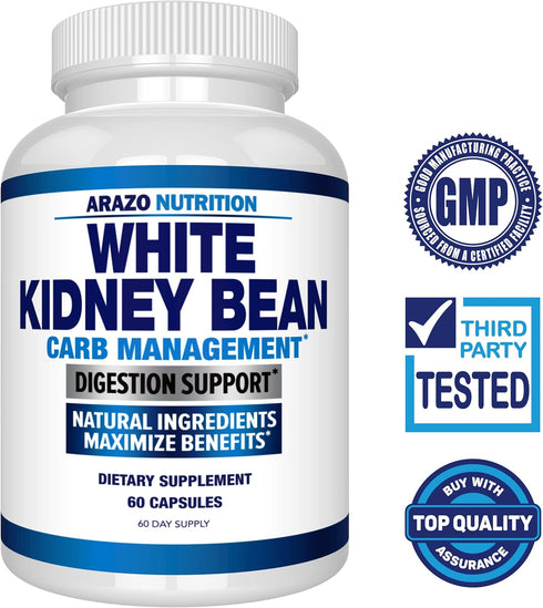 Arazo Nutrition White Kidney Bean Extract, 100% Pure Carb Blocker for Weight Support