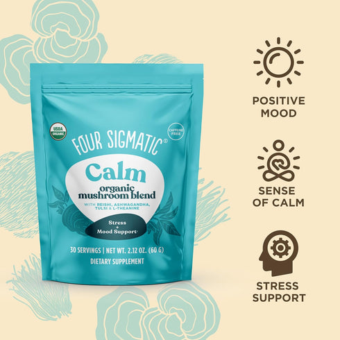 Immune 30 Four Sigmatic Calm Mushroom Blend | Adaptogen Supplement with Ashwagandha, Reishi, Tulsi, Cordyceps, Chaga
