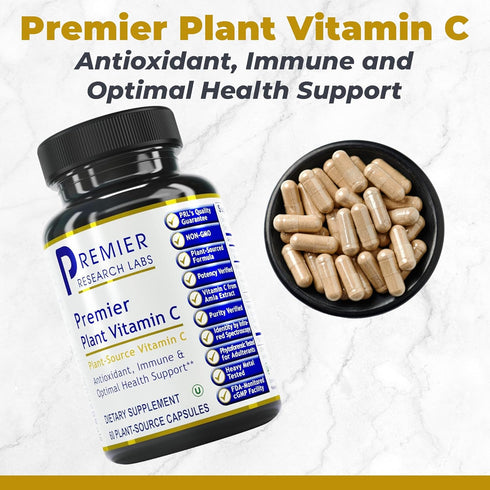 Vitamin C Supplement by Premier Research Labs - Natural Whole Food C Complex, 60 Vegetarian Capsules with Bioflavonoids