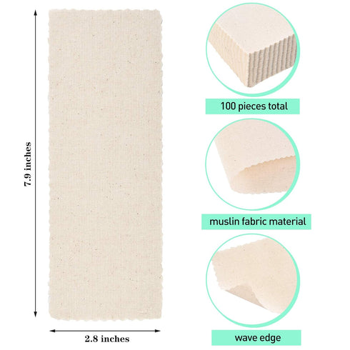 Maitys 100 Pieces Body and Facial Muslin Strips for Hair Removal, Natural Muslin Epilating Strips, 2.8 x 7.9 Inches