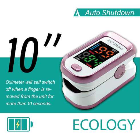 Pulse Oximeter Fingertip - Blood Oxygen Saturation Monitor with Large LED Screen, Lanyard Included (Sports & Aviation