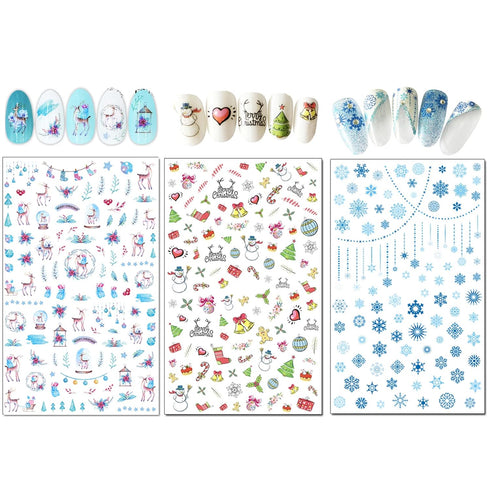 TailaiMei 15 Sheets Christmas Nail Stickers, 7 Sheets Nail Wraps and 8 Sheets Nail Decals for DIY Nail Art