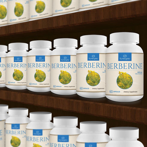 Sunergetic Premium Berberine Supplement - 1200mg per Serving, 60 Capsules, Non-GMO