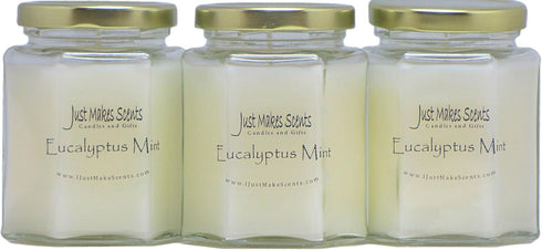 Just Makes Scents 3 Pack - Eucalyptus Mint Scented Candles | Fresh Spearmint and Relaxing