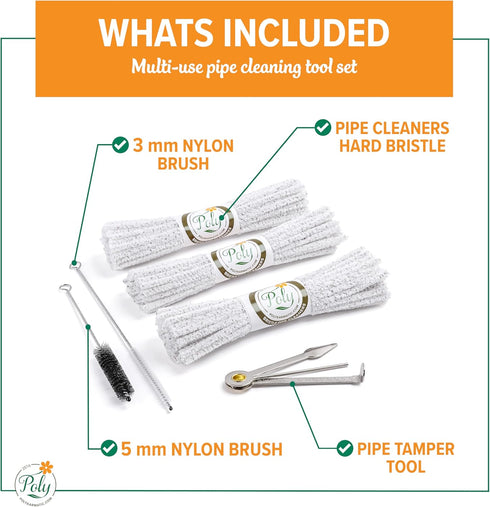 Set 132 2 Pipe Cleaners Tool | Hard Bristle Pipe Cleaners Bulk, Nylon Bristle Brush, Tamper Tool | Nylon Bristles