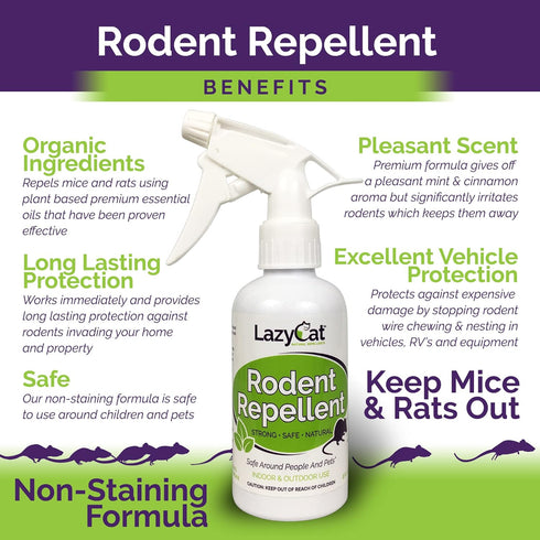 Peppermint Oil Spray for Rodents Plus Cinnamon Oil - MAX Power Mouse Repellent (2 Pack) by Lazy Cat