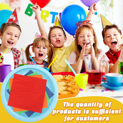 Medanera 400 Set 7 Inch 9 Inch 10 Pcs Colorful Paper Plates Tableware Includes and Rainbow Disposable Paper Plate