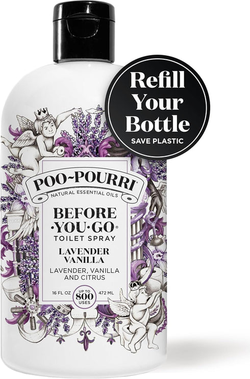 Vanilla,16 Oz, 800 Poo-Pourri Before-You-Go Toilet Spray Refill, Lavender Fl Up to Uses, Bathroom Odor Deodorizer
