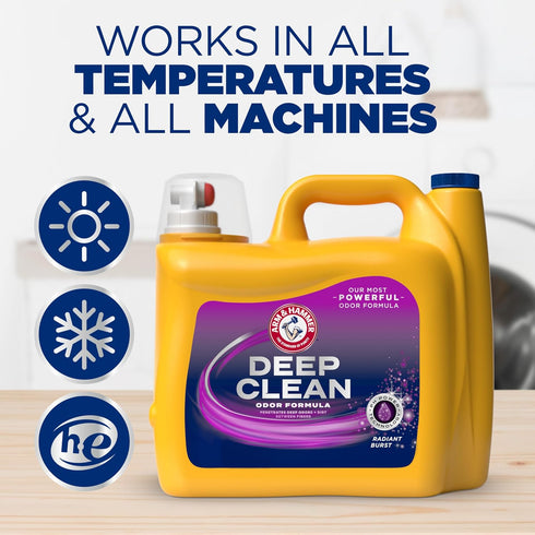 HAMMER 150 Oz, 100 ARM & Deep Clean Odor Formula Liquid Laundry Detergent, Radiant Burst Scent, Fl Loads