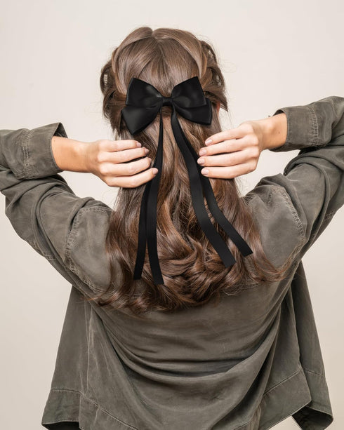 Large Double Bow Ribbon Hair Clips, 4 Pcs Pack, Coquette Barette Hair Clip Accessories for Women and Girls