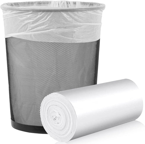 Medium Trash Bags, 6-8 Gallon White Garbage Bags, Unscented Trash Can Liners for Bathroom, Bedroom, Office