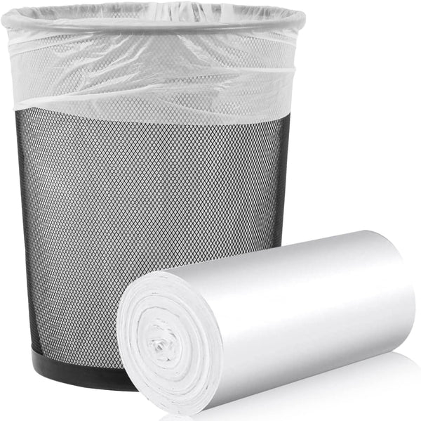 Medium Trash Bags, 6-8 Gallon White Garbage Bags, Unscented Trash Can Liners for Bathroom, Bedroom, Office