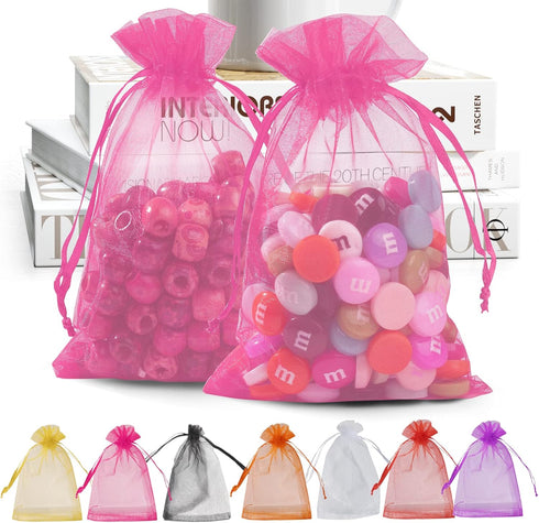 ANZNKU 50 Pack Organza Bags, 4 x 6 inch Premium Sheer Drawstring Bags for Candy, Jewelry, Party, Wedding, Christmas