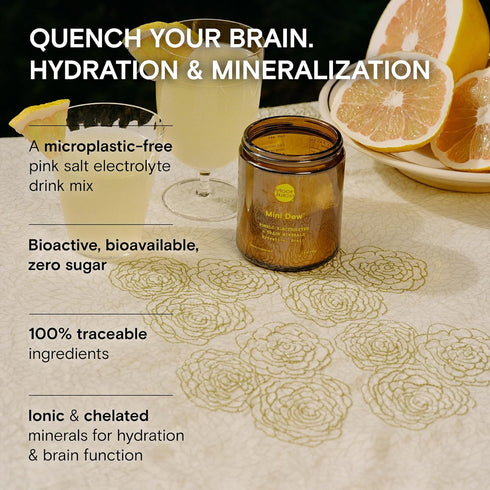 Moon Juice Mini Dew Electrolytes Powder - Pomelo Grapefruit, 30 Servings for Hydration & Brain Function