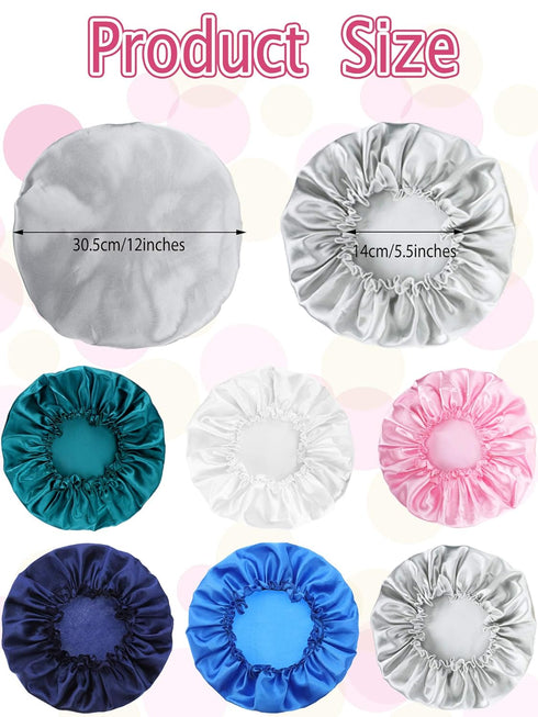 Syhood 6 Pieces Sleep Cap Satin Bonnet, Soft Elastic Night Hair Cover for Women in Navy Blue, Blue, Pink