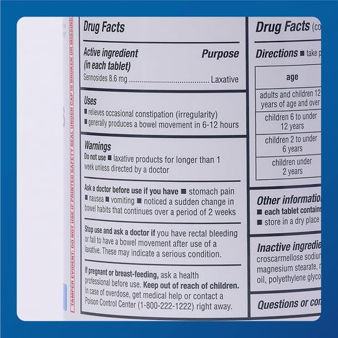 MAJOR Senna 8.6 mg Natural Vegetable Laxative Tablets, Made with Sennosides, 1000-Count