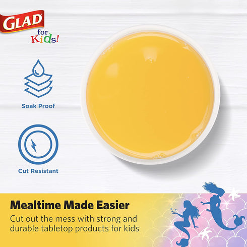 Glad for Kids Mermaid Theme Disposable Paper Cups, Heavy Duty Soak Proof Design for Drinking, 9 Ounce, 20 Count