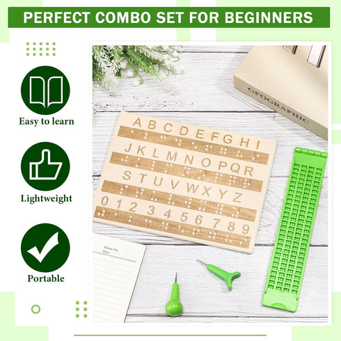 Trandraft 4 28 Braille Slate and Stylus Kit with Line Cells Braille Slate and Stylus Alphabet Board Writing Label Maker