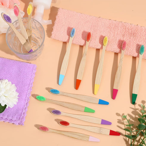20 Pieces Kids Bamboo Toothbrushes, Soft Bristles, Manual Travel Toothbrushes for Children, 5.7 Inch, Individually
