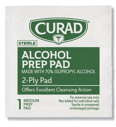 Curad Alcohol Disinfectant Prep Pads, 2-ply, Medium Size, 200 Count