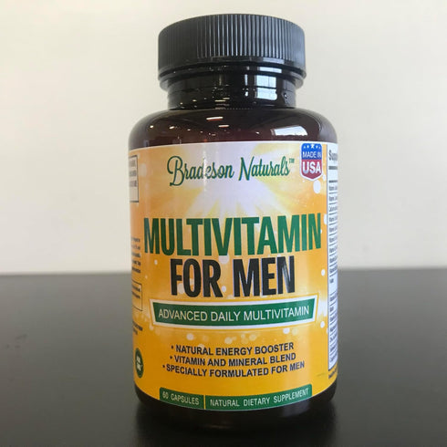 Men's Multivitamin Supplement for Energy, Focus, Performance, Vitamins A, C, D, E & B12, 60 Capsules Made in USA