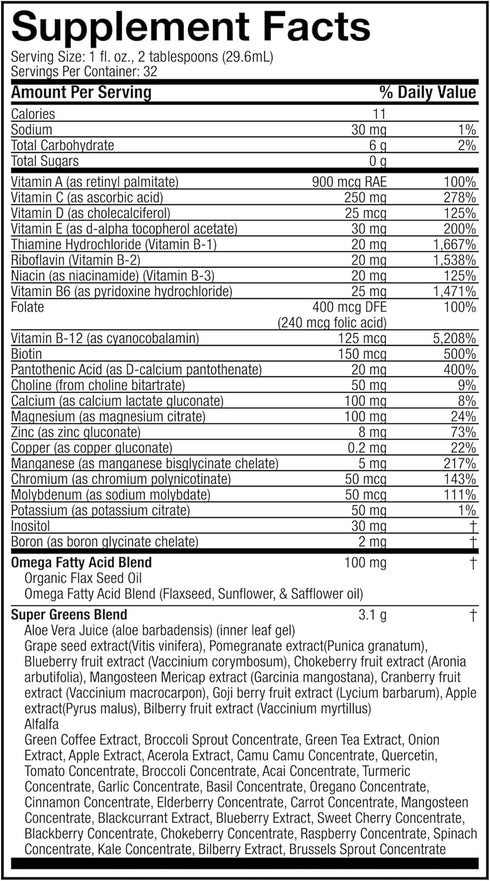 Life's Fortune Whole Food Multivitamin Liquid, 32 Fluid Ounces - Natural Energy Source with Vitamins and Greens