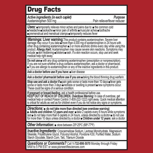 GenCare - Acetaminophen 500mg Extra Strength Pain Relief (300 Caplets) for Headache, Fever Reducer