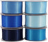 Double Face Blue Satin Ribbon, 1" x 5 Yard Each, 6 Colors for Gift Wrapping, Wedding, Baby Shower, Total 30 Yards