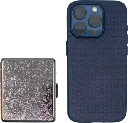 Set 2 (7-Day) of Metal-Plated Weekly Pill Box Case & Portable Medicine Organizer (Gunmetal Victorian)