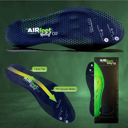 O2, Dynamic Active Arch Support, AIRfeet Relief Shoe Insoles Relieve Plantar Fasciitis, Leg Fatigue, Flat Feet