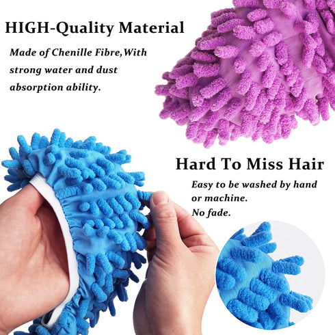 10 Pcs Washable Shoes Cover Dust Duster, Reusable Microfiber Mop Slippers for Floor Cleaning