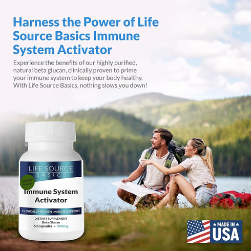 Life Source Basics Immune System Support Activator - 500 mg Beta 1,3/1,6 Glucan - Non-GMO & Vegan - 60 Capsules