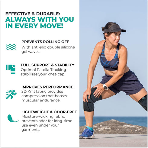 Modvel Compression Knee Brace, 2 Pack for Women & Men, Knee Support Sleeve for Pain Relief