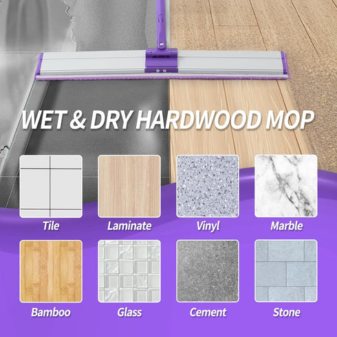 24" Microfiber Mops for Floor Cleaning, Dry and Wet Mop for Hardwood, Laminate, Tile, Vinyl Floors with 4 Washable Pads