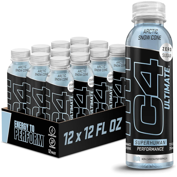 Cellucor C4 Ultimate Energy Drink, Non-Carbonated Zero Sugar Pre Workout Drink + Beta Alanine, 12 Fl Oz (Pack of 12)