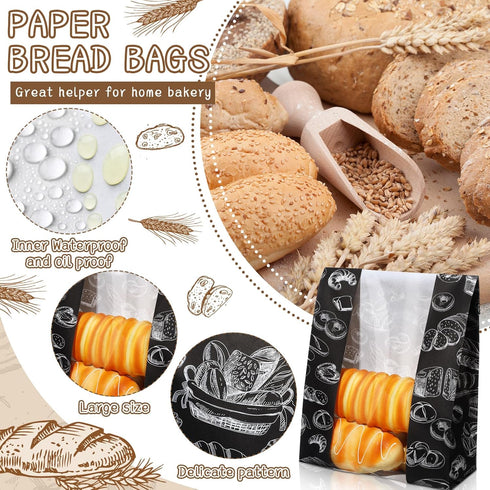 MotiMind 100 Packs 14 8.3 3.5 Inches Packaging Paper Bread Bags for Homemade Bread Sourdough x x Kraft Paper Bakery Bag