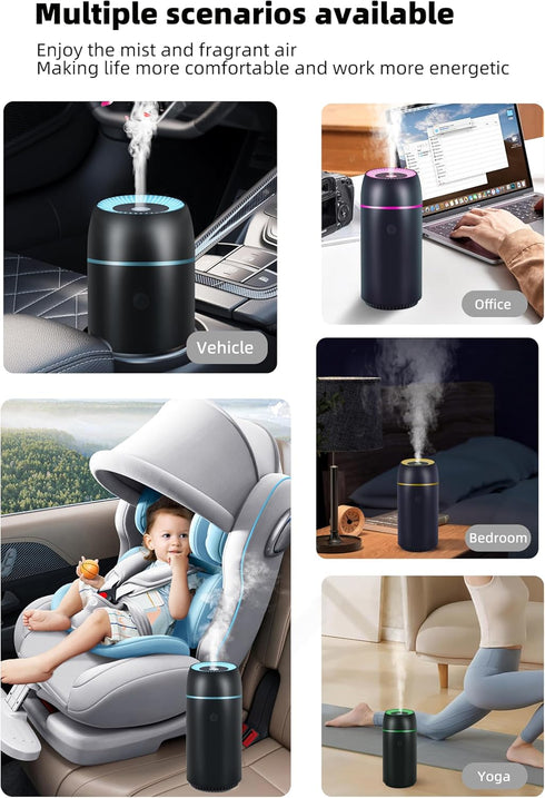 szyuwolf 100ml Car Diffuser for Essential Oils Portable Mini Ultrasonic Mist Humidifier USB Aromatherapy Diffuser