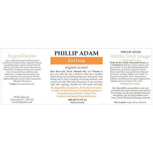 Phillip Adam Coconut Hand and Body Lotion - Lightweight Moisturizer for All Skin Types - 13.5 Fl Oz