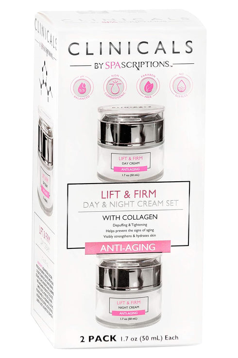 SpaScriptions Clinicals Lift & Firm Day & Night Cream Set with Collagen, 2 Pack (1.7oz)