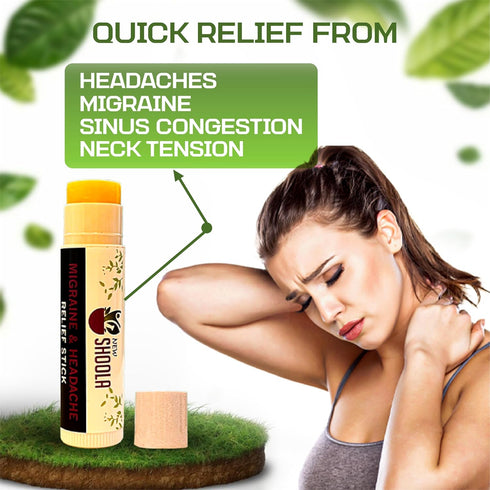 Migraine Relief and Headache Relief Essential Oil Roll Stick – Quick Relief from Headache, Migraine, Stuffy Nose Congestion, Neck Tension, 100% Organic Herbal Balm –No Side Effects Vapor Rub