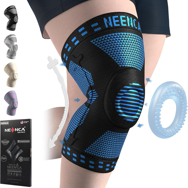 NEENCA Plus Size Knee Brace - Knee Support with Stabilizers & Gel Pad for Pain Relief, All Sports