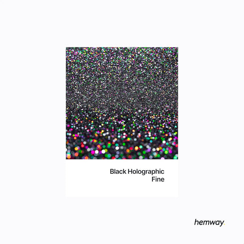 Hemway Premium Ultra Sparkle Glitter - Black Holographic Metallic Flake for Arts Crafts, 100g / 3.5oz