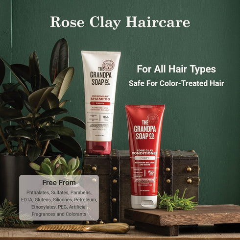 The Grandpa Soap Company Purifying Rose Clay Conditioner, 8 Fl Oz, Vegan & Sulfate Free