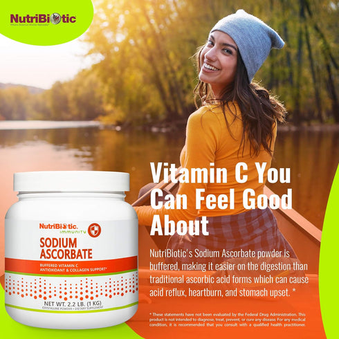 NutriBiotic Sodium Ascorbate Buffered Vitamin C Powder, 2.2 Lb - Vegan, Non-Acidic, Essential Immune Support