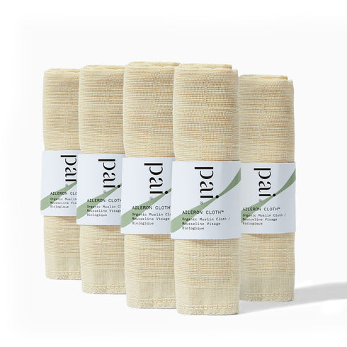 Pai Skincare - The Aileron Exfoliating Organic Muslin Cloth, Natural, Vegan, Sensitive Skincare (5 Pack)