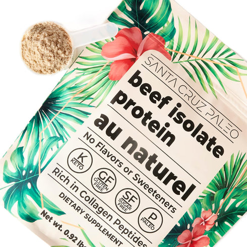 Santa Cruz Paleo Beef Isolate Protein Powder, Au Naturale, 20g Protein, Gluten Free, Keto, Sugar Free, 0.92 Lbs