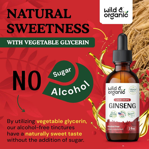 Ginseng Tincture - 2 fl oz Korean Red Panax Ginseng Extract Liquid for Immune Support - Vegan Alcohol-Free Supplement